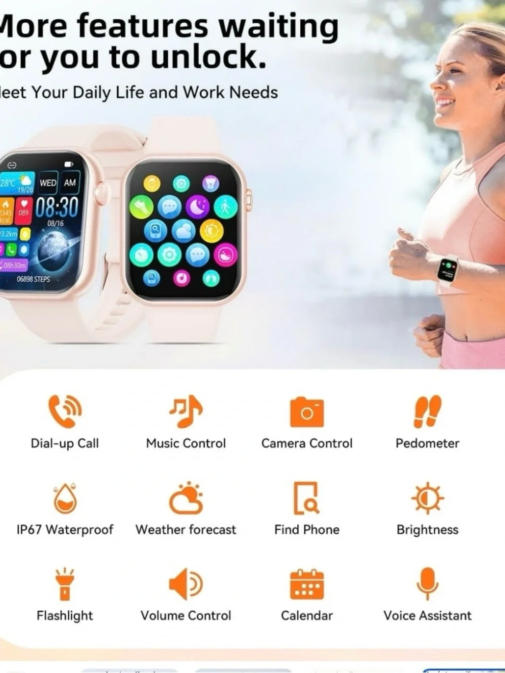 NWT STILL IN BOX- Pink Touchscreen Smartwatch - Soft Blush Silicone Band